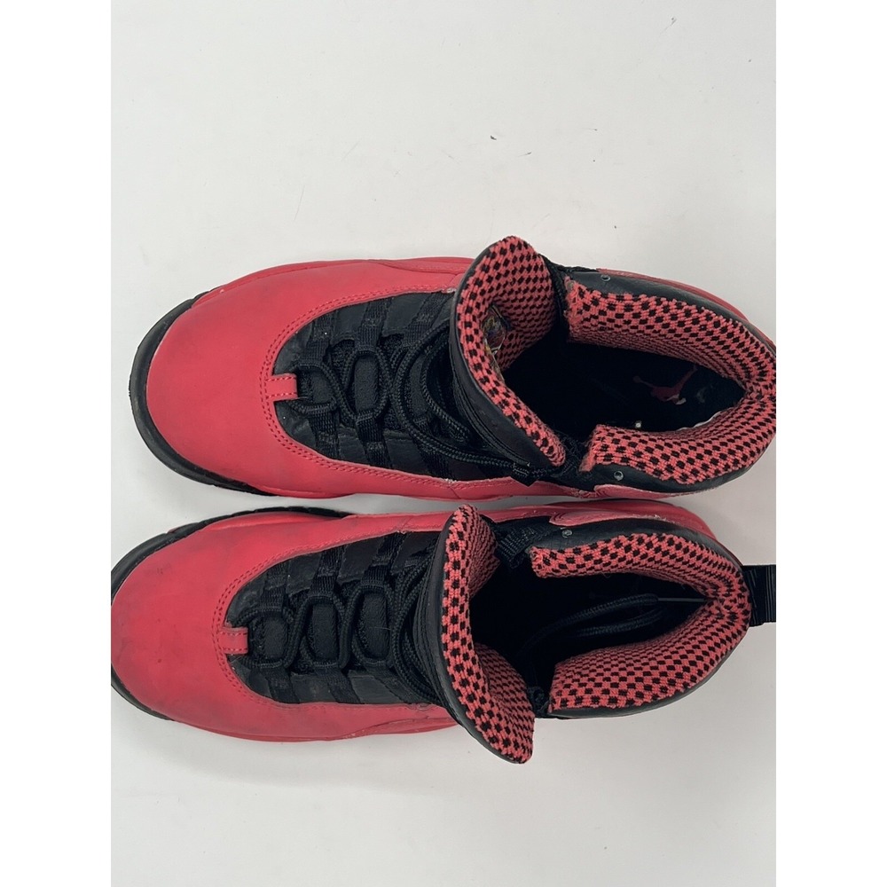 Air Jordan 10 Retro Fusion Red Black GS Kids Basketball Shoes 5y 487211-605